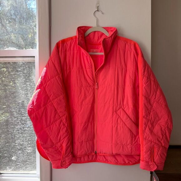 NWT Free People Pippa Packable Puffer Jacket Neon Coral FP Movement Medium - Picture 4 of 12